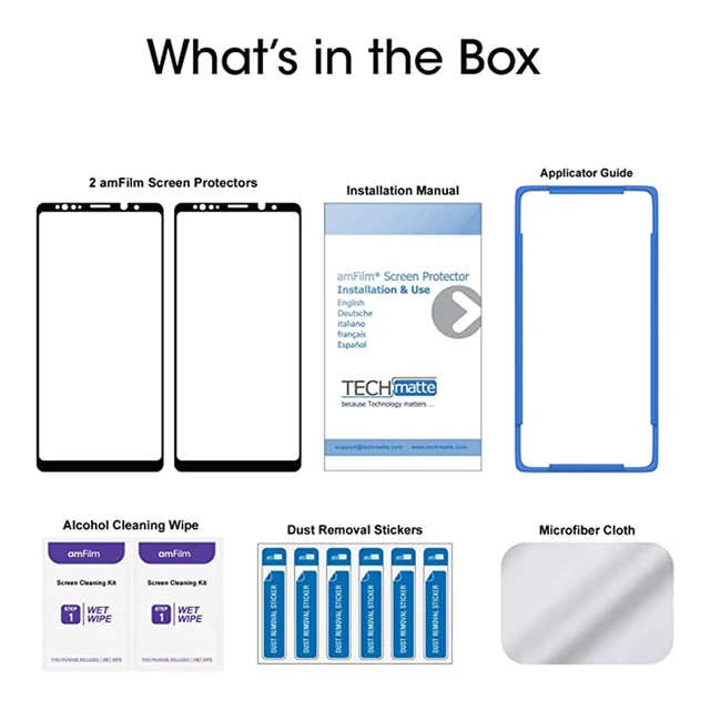 Alt view image 6 of 6 - Screen Protector for Samsung Galaxy Note 9, Full Screen Coverage Screen Protector, 3D Curved Tempered Glass, Dot Matrix with Easy Installation Tray (Black), 2 Pack
