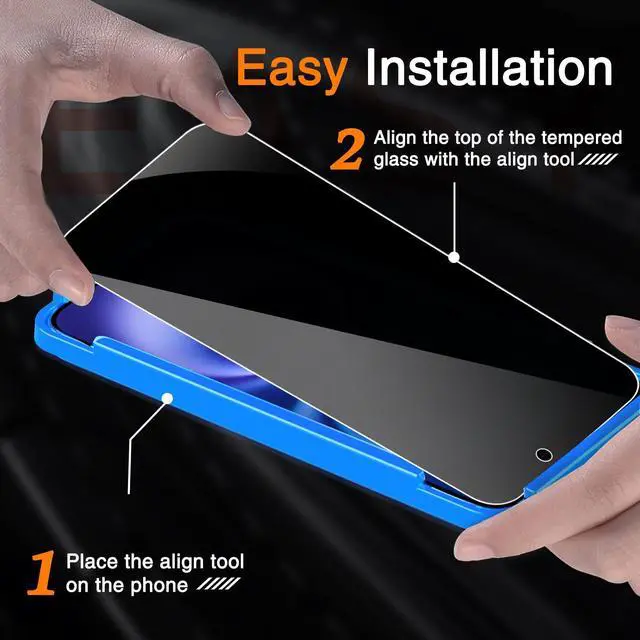 Alt view image 3 of 6 - 3 Pack Tempered Glass Privacy Screen Protector for iPhone 16 with 3 Pack Camera Lens Protector, 9H Hardness, Bubble Free, Case Friendly