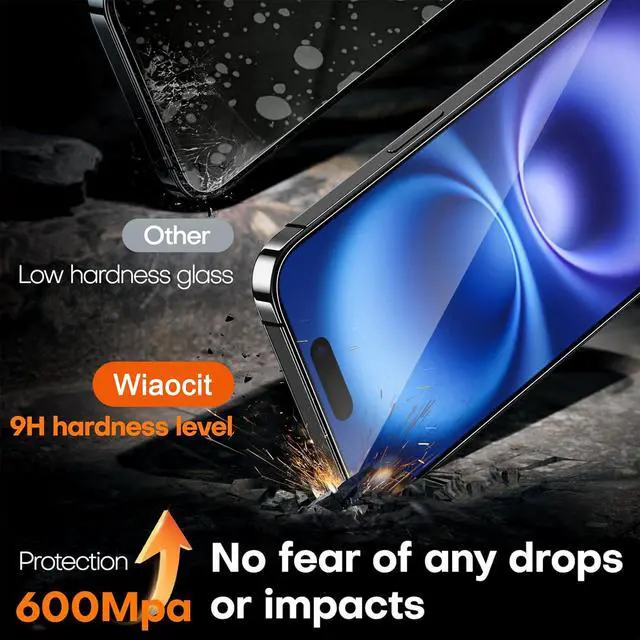 Alt view image 3 of 7 - 3 Pack Tempered Glass Screen Protector for iPhone 16 with 3 Pack Camera Lens Protector, 9H Hardness, Bubble Free, Case Friendly