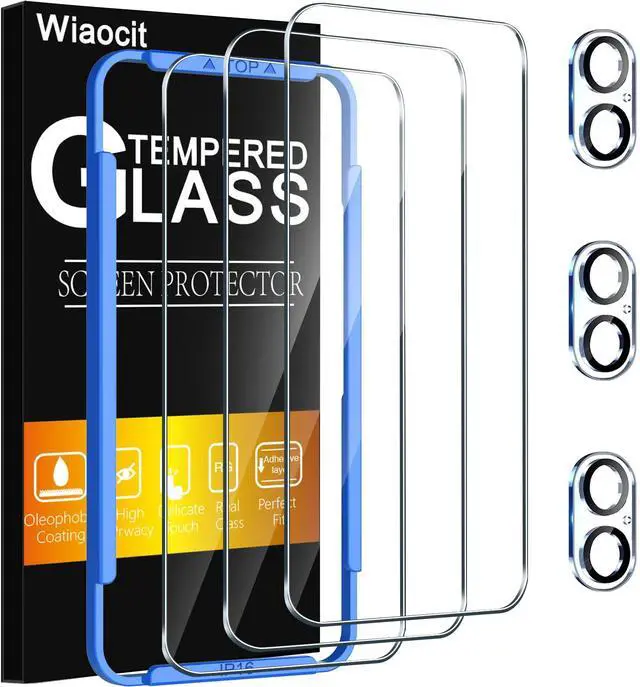 Main image of 3 Pack Tempered Glass Screen Protector for iPhone 16 with 3 Pack Camera Lens Protector, 9H Hardness, Bubble Free, Case Friendly