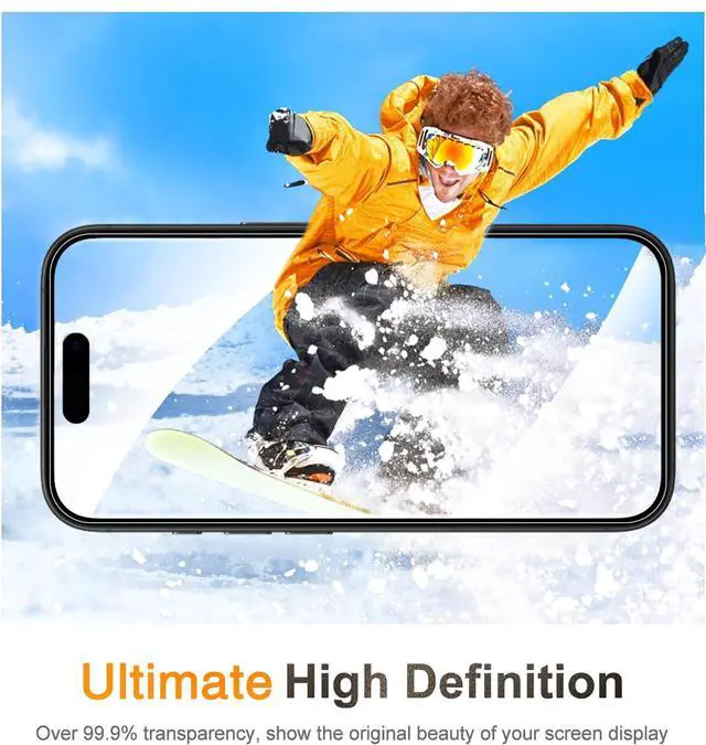 Alt view image 7 of 7 - 3 Pack Tempered Glass Screen Protector for iPhone 16 with 3 Pack Camera Lens Protector, 9H Hardness, Bubble Free, Case Friendly