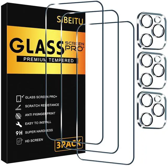 Main image of 3 Pack Screen Protector for iPhone 16 Pro with 3 Pack Camera Lens Protector, 6.3 Inch HD Clear 9H Hardness Tempered Glass Film, Scratch Resistent, Easy Installation, Bubbles Free