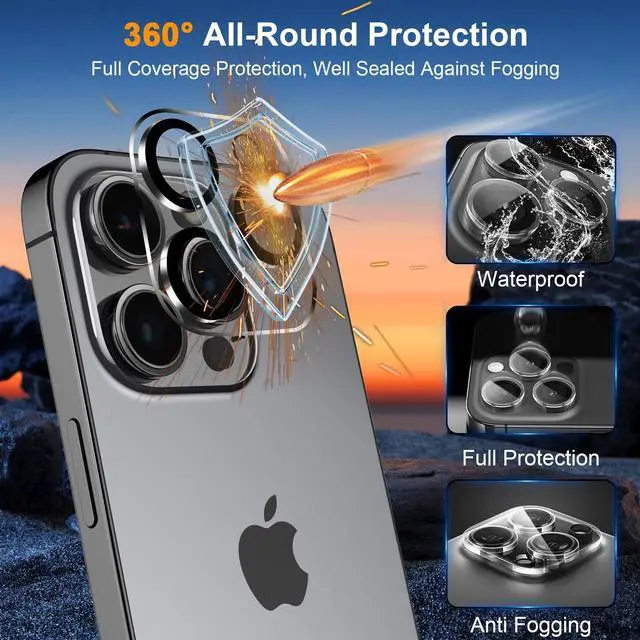 Alt view image 4 of 7 - 3 Pack Screen Protector for iPhone 16 Pro with 3 Pack Camera Lens Protector, 6.3 Inch HD Clear 9H Hardness Tempered Glass Film, Scratch Resistent, Easy Installation, Bubbles Free
