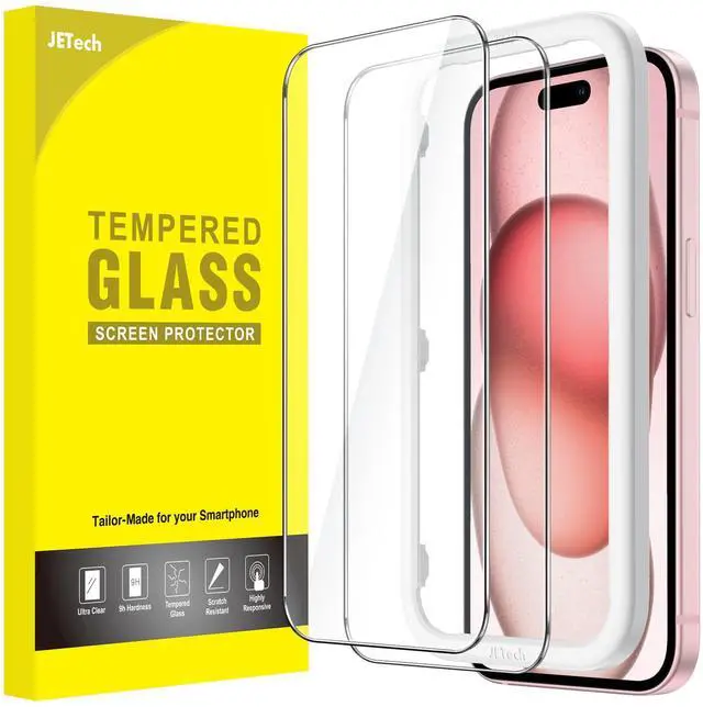 Main image of Screen Protector for iPhone 15 6.1-Inch, Bubble Free, Tempered Glass Film with Easy Installation Tool, Case-Friendly, HD Clear, 2-Pack