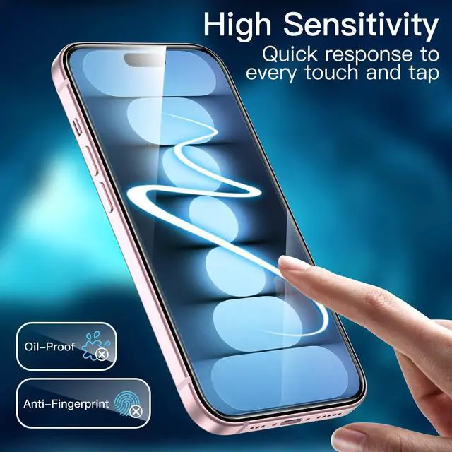 Alt view image 6 of 7 - Screen Protector for iPhone 15 6.1-Inch, Bubble Free, Tempered Glass Film with Easy Installation Tool, Case-Friendly, HD Clear, 2-Pack