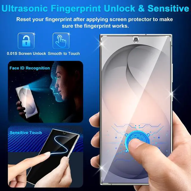Alt view image 7 of 7 - 3 Pack for Samsung Galaxy S25 Ultra Screen Protector Tempered Glass + 3 Pack Camera Lens Protector, Military Grade Shatterproof, 9H Hardness, Fingerprint Unlock,Case Friendly 6.9 Inch
