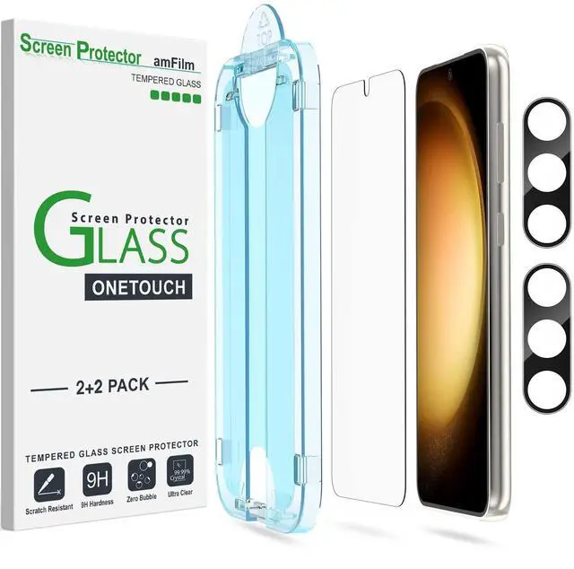 Main image of [2+2 Pack OneTouch Tempered Glass Screen Protector for Samsung Galaxy S23+/S23 Plus 6.6 Inch with Camera Lens Protector, 9H Hardness, Easy Installation and Bubble Free.