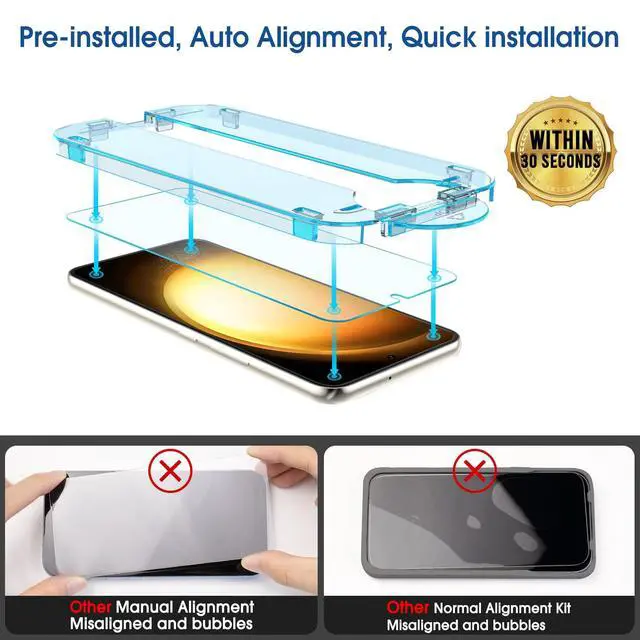 Alt view image 3 of 6 - [2+2 Pack OneTouch Tempered Glass Screen Protector for Samsung Galaxy S23+/S23 Plus 6.6 Inch with Camera Lens Protector, 9H Hardness, Easy Installation and Bubble Free.