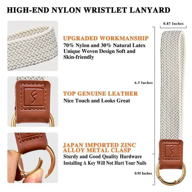 Alt view image 4 of 7 - Stretchy Key Chain, Cute Keychain Wristlet, Woven Wrist Lanyard for Keys, Key Chains for Women Men Car Keys ID Badges Card Wallet Phone, Starlight