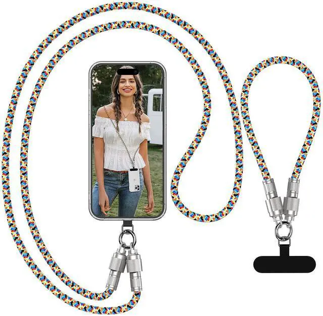 Main image of Phone Lanyard Built-in USB-C to USB-C Fast Charging Cable, 2Pack 65W High Speed Nylon Data Transfer Cord Crossbody Wrist Strap for iPhone 17 16 15,Samsung S25 S24 Ultra/FE,Moto Razr/Edge 2025,Pixel 10