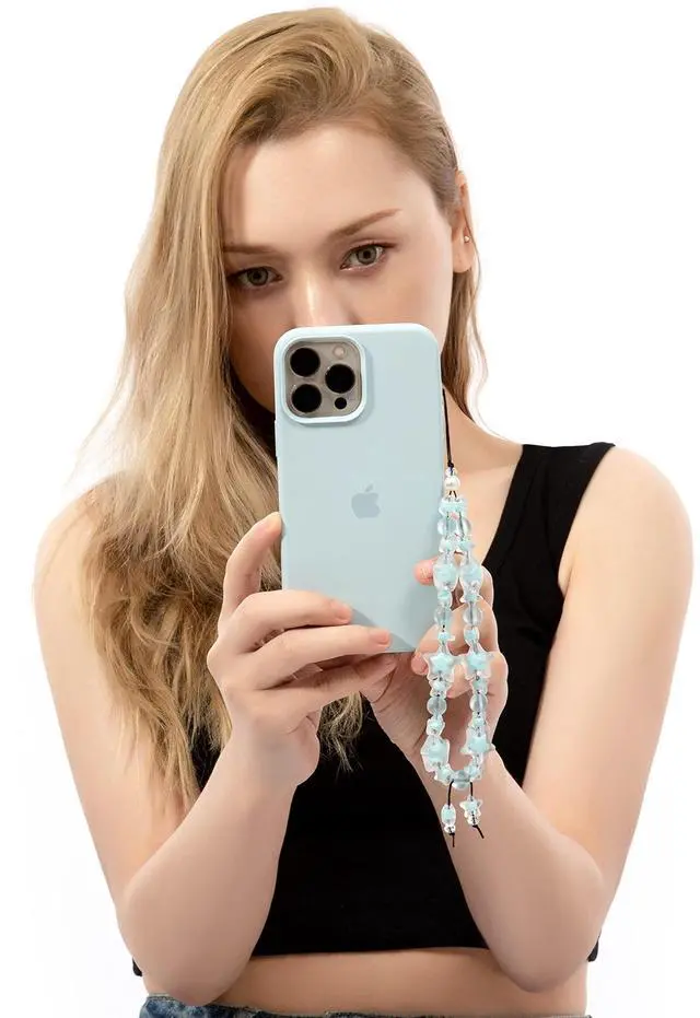 Alt view image 4 of 6 - Handmade Wrist Strap Cute Phone Chain, Anti-Lost Lanyard Beaded Chain, Phone Charm Accessories Blue Lightweight Fashion