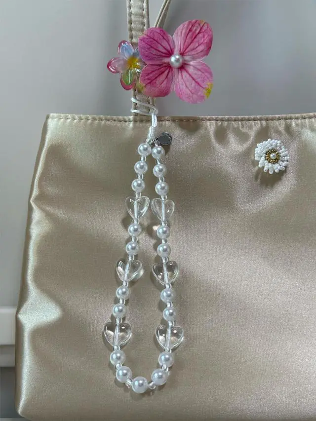Alt view image 6 of 6 - Phone Charm Strap Cute Wrist Straps Cell Phone Charm String Y2K Aesthetic Lanyard Wristlet Chain for Case Camera AirPods Bags Keychains (Pure Hearts)