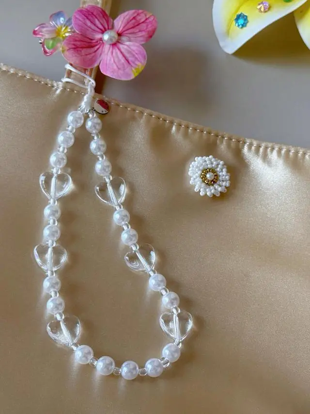 Alt view image 3 of 6 - Phone Charm Strap Cute Wrist Straps Cell Phone Charm String Y2K Aesthetic Lanyard Wristlet Chain for Case Camera AirPods Bags Keychains (Pure Hearts)