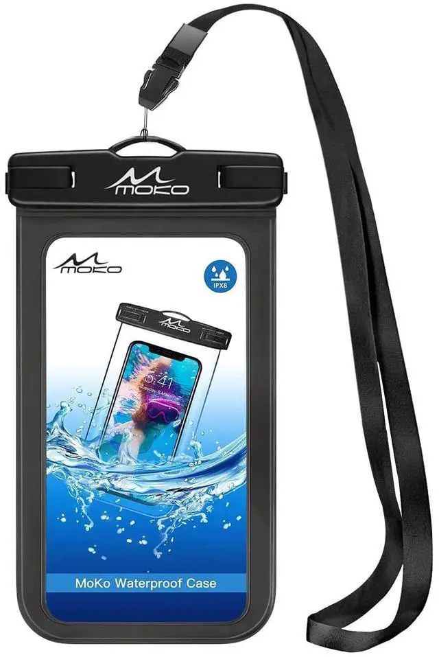 Main image of Waterproof Phone Pouch Holder, Cellphone Case Dry Bag with Lanyard Armband Compatible with iPhone 14 13 12 11 Pro Max, Samsung S21/S20/S10, Black