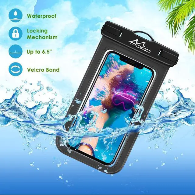 Alt view image 3 of 7 - Waterproof Phone Pouch Holder, Cellphone Case Dry Bag with Lanyard Armband Compatible with iPhone 14 13 12 11 Pro Max, Samsung S21/S20/S10, Black