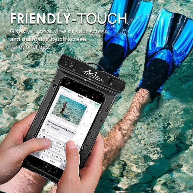 Alt view image 4 of 7 - Waterproof Phone Pouch Holder, Cellphone Case Dry Bag with Lanyard Armband Compatible with iPhone 14 13 12 11 Pro Max, Samsung S21/S20/S10, Black