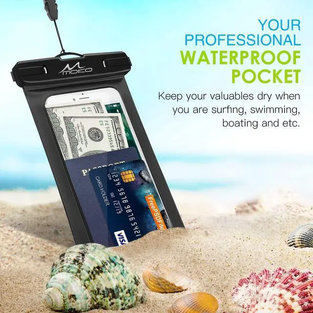 Alt view image 6 of 7 - Waterproof Phone Pouch Holder, Cellphone Case Dry Bag with Lanyard Armband Compatible with iPhone 14 13 12 11 Pro Max, Samsung S21/S20/S10, Black