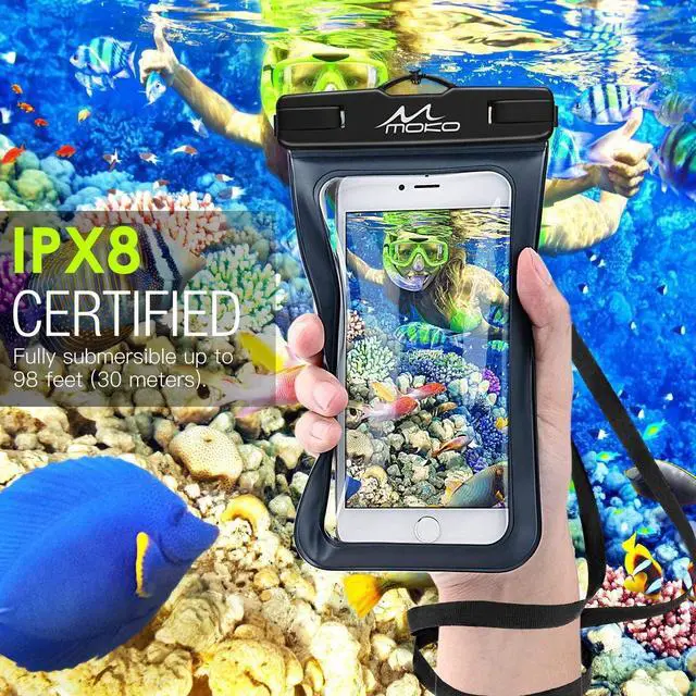 Alt view image 2 of 7 - Waterproof Phone Pouch Holder, Cellphone Case Dry Bag with Lanyard Armband Compatible with iPhone 14 13 12 11 Pro Max, Samsung S21/S20/S10, Black