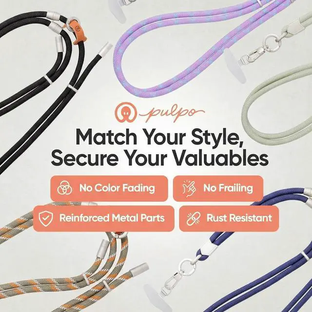 Alt view image 7 of 7 - 2 in 1 Anti Theft Phone Lanyard and Wrist Strap for iPhone and Android, Adjustable Cell Phone Leash and Universal Tether, Hands Free Strap for Travel Running and Everyday Use, Black