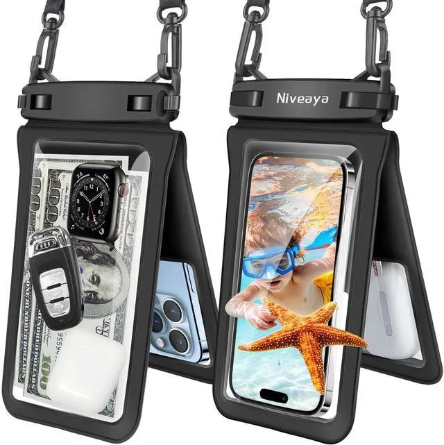 Main image of IPX8 Double Space Waterproof Phone Pouch (up to 8.3") -2 Pack Waterproof Phone Case with Lanyard for iPhone 17 16 15 Pro Max,Touchscreen & Underwater Photography, Beach Cruise Essentials 2026