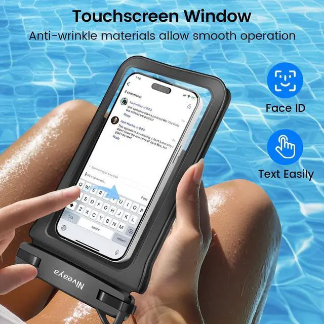 Alt view image 3 of 7 - IPX8 Double Space Waterproof Phone Pouch (up to 8.3") -2 Pack Waterproof Phone Case with Lanyard for iPhone 17 16 15 Pro Max,Touchscreen & Underwater Photography, Beach Cruise Essentials 2026