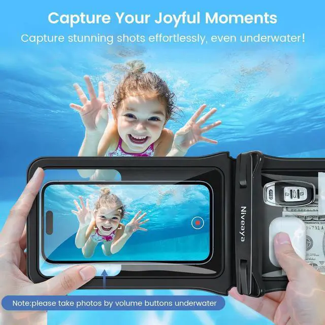 Alt view image 4 of 7 - IPX8 Double Space Waterproof Phone Pouch (up to 8.3") -2 Pack Waterproof Phone Case with Lanyard for iPhone 17 16 15 Pro Max,Touchscreen & Underwater Photography, Beach Cruise Essentials 2026
