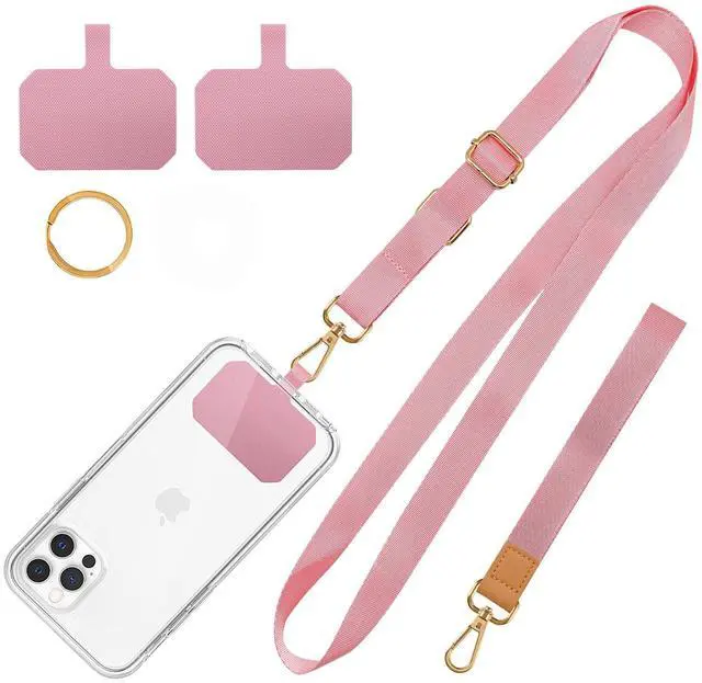 Main image of Phone Lanyard,Adjustable Neck Strap Crossbody Nylon Lanyard with Wrist Strap for All Smartphone,Keys,Card Holder and Personal Effects (Solid Pink)