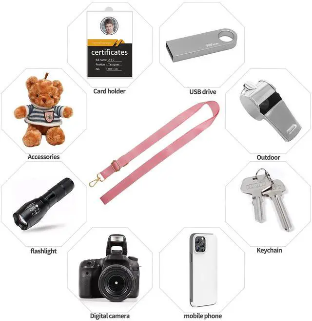 Alt view image 3 of 6 - Phone Lanyard,Adjustable Neck Strap Crossbody Nylon Lanyard with Wrist Strap for All Smartphone,Keys,Card Holder and Personal Effects (Solid Pink)