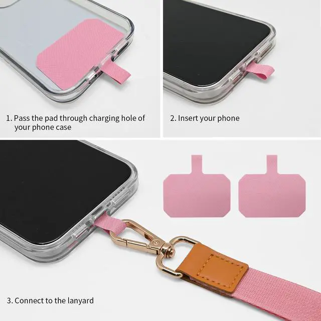Alt view image 4 of 6 - Phone Lanyard,Adjustable Neck Strap Crossbody Nylon Lanyard with Wrist Strap for All Smartphone,Keys,Card Holder and Personal Effects (Solid Pink)