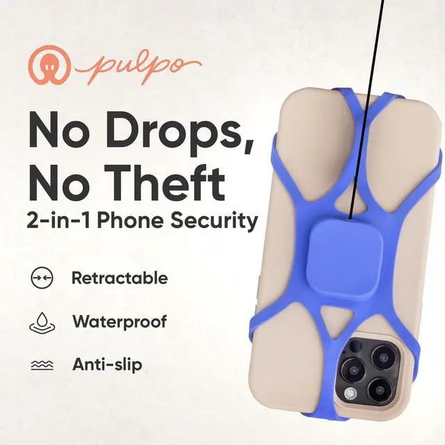 Alt view image 2 of 7 - Anti Theft Phone Leash with Retractable Dyneema Tether, Secure Phone Leash and Strap for Skiing, Kayak, Travel and Festivals, Fits Smartphones up to 6.8 Inches, Ash Lavender