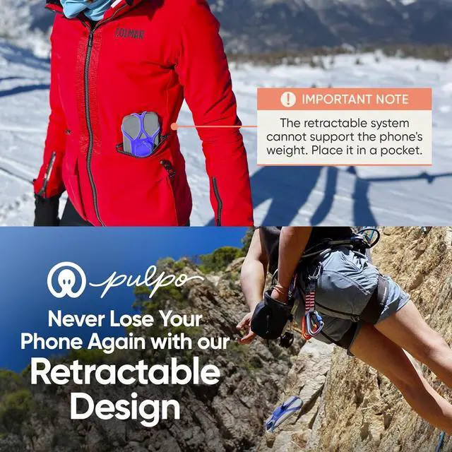 Alt view image 3 of 7 - Anti Theft Phone Leash with Retractable Dyneema Tether, Secure Phone Leash and Strap for Skiing, Kayak, Travel and Festivals, Fits Smartphones up to 6.8 Inches, Ash Lavender