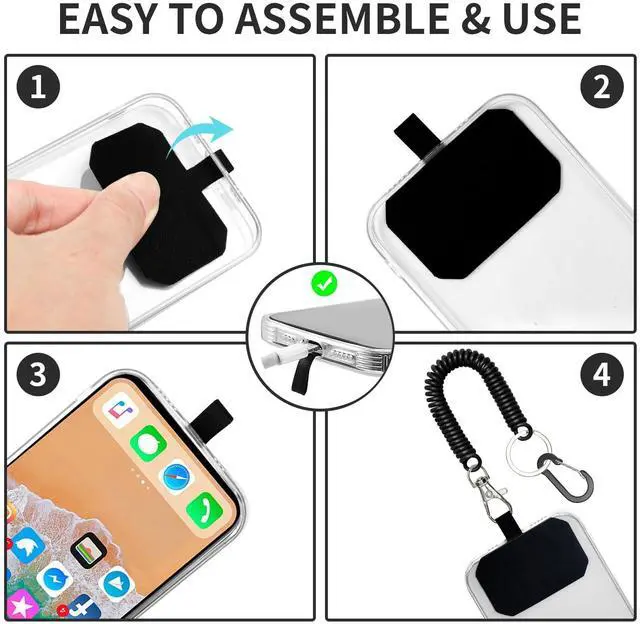 Alt view image 5 of 7 - Phone Tether Lanyard Anti Theft Strap with Carabiner - Anti-Drop Outdoor Accessory for Skiing, Hiking, Cycling, Fishing & Climbing - Fit Most Cell Phones (Black+Black)