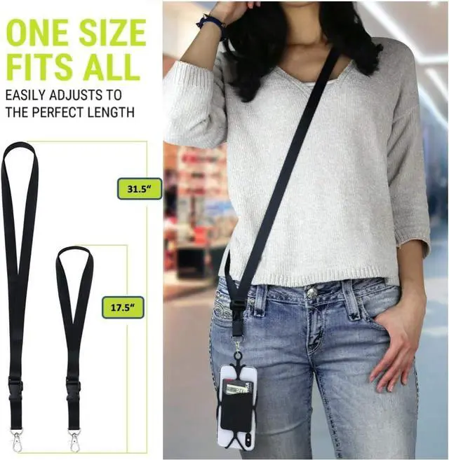 Alt view image 5 of 6 - Universal Crossbody Pocket Cell Phone Lanyard Compatible with iPhone, Galaxy & Most Smartphones, Includes Phone Case Holder,Neck Strap Black