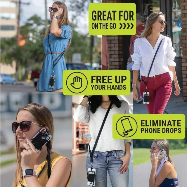 Alt view image 6 of 6 - Universal Crossbody Pocket Cell Phone Lanyard Compatible with iPhone, Galaxy & Most Smartphones, Includes Phone Case Holder,Neck Strap Black