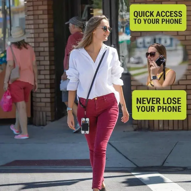 Alt view image 2 of 6 - Universal Crossbody Pocket Cell Phone Lanyard Compatible with iPhone, Galaxy & Most Smartphones, Includes Phone Case Holder,Neck Strap Black