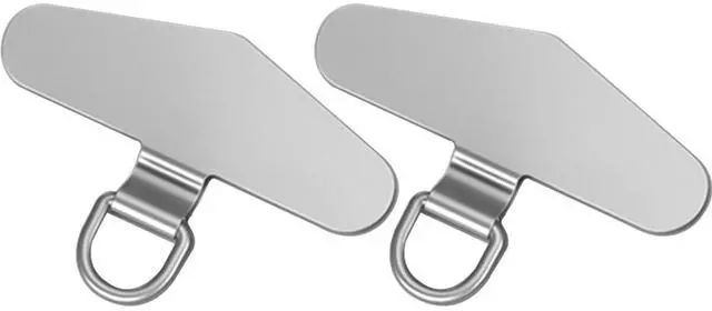 Main image of Metal Phone Tether Tab, Metal Phone Patch, Universal Cellphone Lanyard Pad for Full Phone Cases, 2 x Sliver