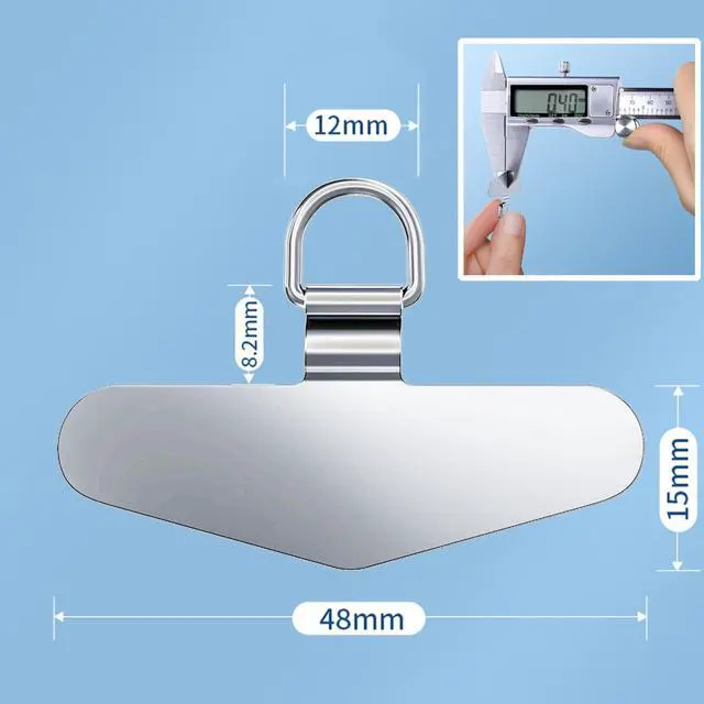 Alt view image 2 of 7 - Metal Phone Tether Tab, Metal Phone Patch, Universal Cellphone Lanyard Pad for Full Phone Cases, 2 x Sliver