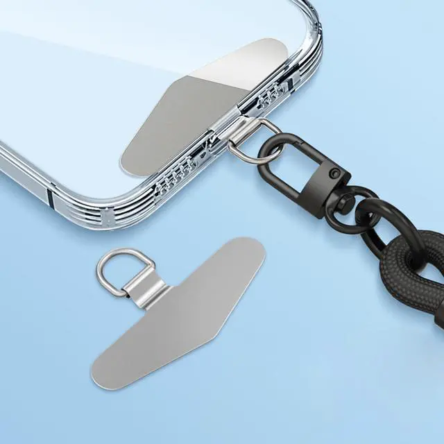 Alt view image 3 of 7 - Metal Phone Tether Tab, Metal Phone Patch, Universal Cellphone Lanyard Pad for Full Phone Cases, 2 x Sliver