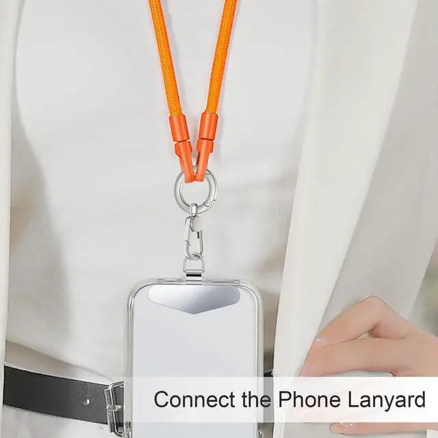 Alt view image 5 of 6 - Metal Phone Tether, Universal Cellphone Lanyard Pad with 360 Rotation Spring Ring, Silver