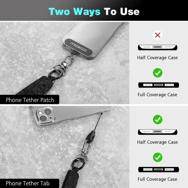 Alt view image 4 of 7 - Universal Phone Lanyard, Nylon Adjustable Cell Phone Crossbody Strap Detachable Women & Men Cellphone Lanyards Around the Neck with Patches for iPhone, Most Smartphones, Black