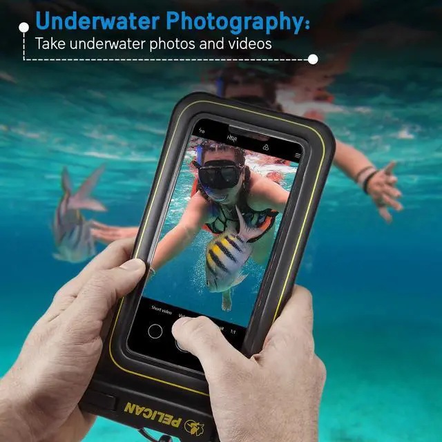 Alt view image 4 of 7 - Marine Waterproof Phone Pouch (Regular) -Black/Hi-Vis Yellow