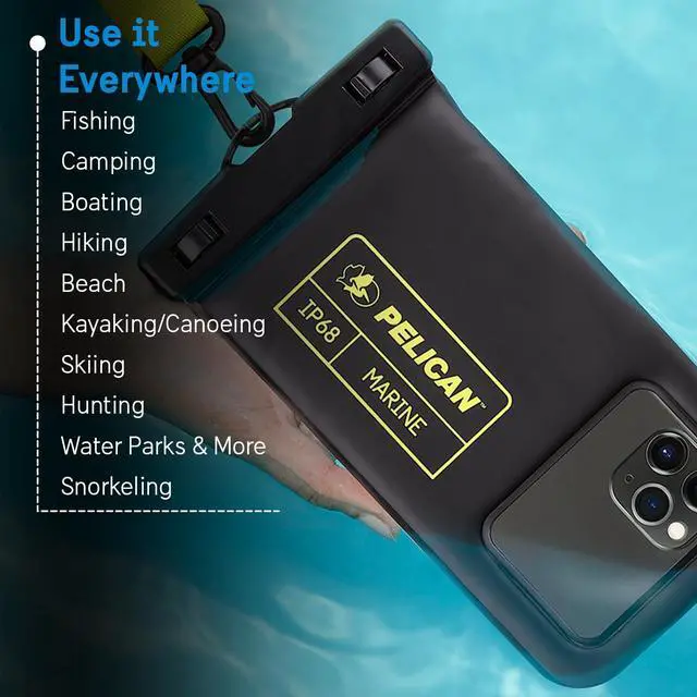 Alt view image 7 of 7 - Marine Waterproof Phone Pouch (Regular) -Black/Hi-Vis Yellow