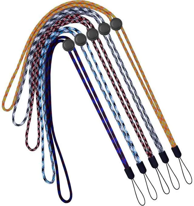 Main image of 5 Pack 5 Colours Adjustable Lanyards Neck Strap Lanyard For Keys Pen Phone ID Badges Holder