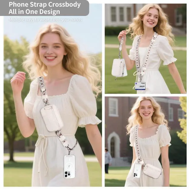 Alt view image 2 of 7 - Clip and Go Strap for Phone with Wallet Crossbody Phone Lanyard with Anti-Theft Zipper Pouch Detachable Quilted Wrist Wallet with RFID and ID Window for Daily Travel.