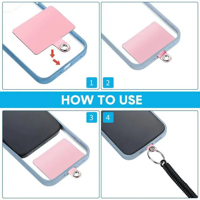 Alt view image 5 of 6 - 4 Sets Cell Phone Lanyard Tether with Patch Phone Tether for Anti Drop Protection Outdoor Hiking Cycling(Clear, Blue, Black, Pink)