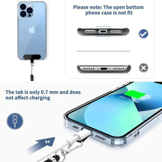 Alt view image 2 of 3 - Cell Phone Lanyard 2 Pcs-1 Pcs Adjustable Neck Strap,1 Pcs Wrist Strap, 2 Pcs Pads, Universal Crossbody, Multifuctional Compatible with Most Smartphones(Black)