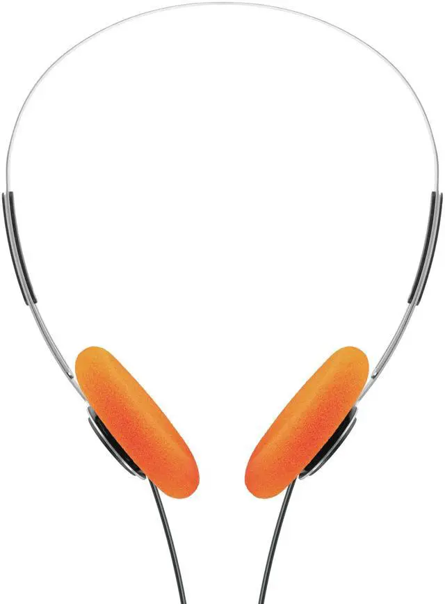 Alt view image 3 of 7 - Retro On-Ear Headphone, 80s Style, Lightweight, Vintage, Ultra-Wide Frequency Response, Stainless Steel Adjustable Headband, Orange Foam Cushions