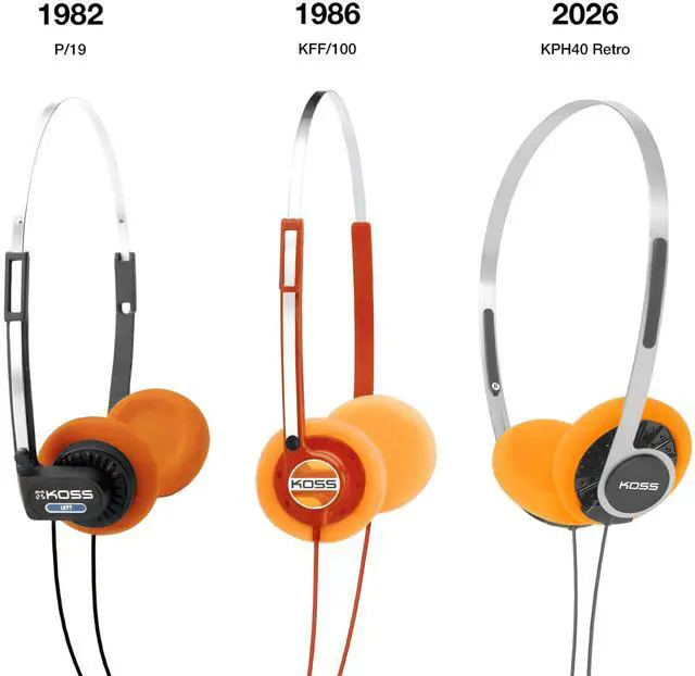 Alt view image 4 of 7 - Retro On-Ear Headphone, 80s Style, Lightweight, Vintage, Ultra-Wide Frequency Response, Stainless Steel Adjustable Headband, Orange Foam Cushions