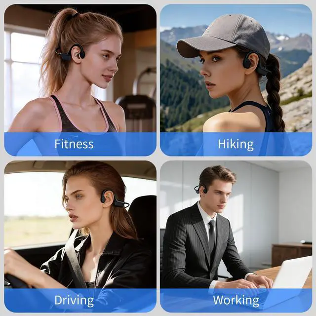 Alt view image 7 of 7 - Bone Conduction Sports Headphones 27g Ultra-Light Frame for All-Day Comfort, Bluetooth 6.0, Immersive Sound, Crisp Calls & Video, Trendy Black-Gray, Perfect for Cycling, Gym, Outdoor Sports
