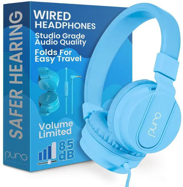 Main image of Kids Wired Headphones Volume-Limiting & Adjustable, Safer & Comfortable Headphones for Kids Compatible with PCs, Smartphones & Tablets, Ideal for School & Travel PuroBasic, Blue